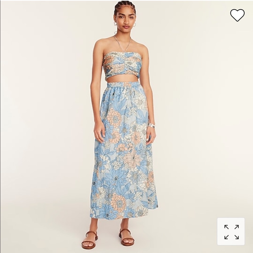 NWT JCREW Collection textured satin skirt set in zinnia floral